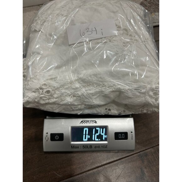 LIMS Lace Button Front Shirt White Collared 3/4 Sleeve Career Bohemian Artsy - Picture 8 of 8